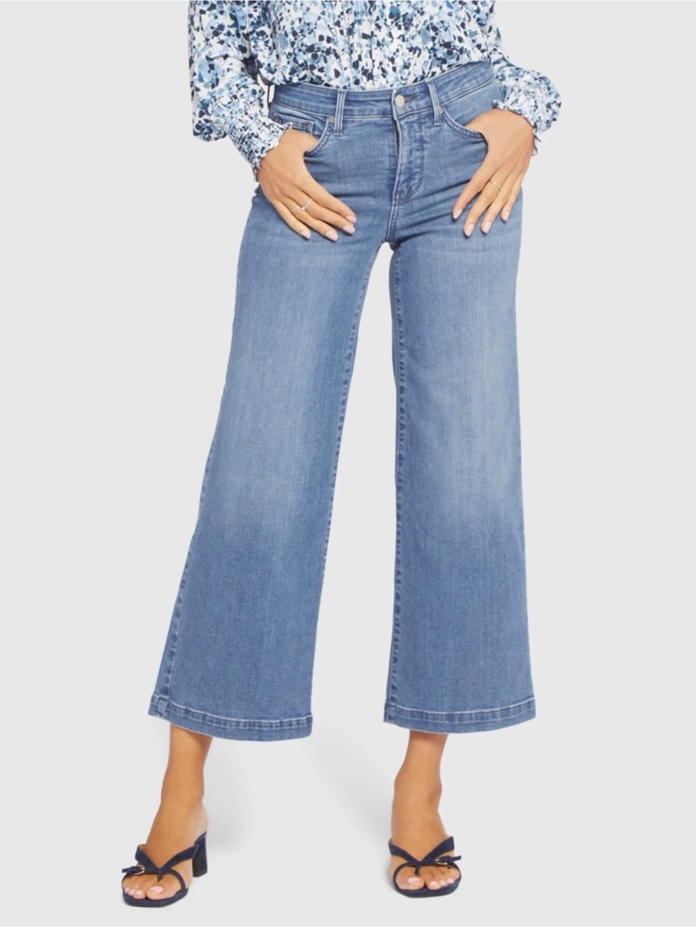 NYDJ Teresa Wide Leg Ankle Crop Jeans Size 8 In Thistle Falls